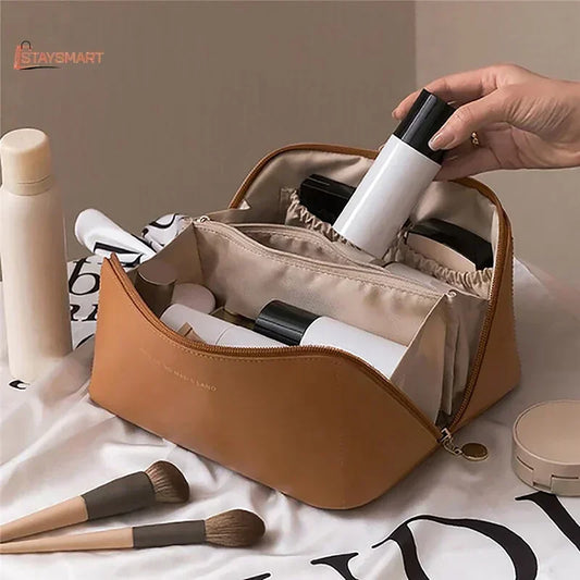 Travel Makeup Bag for Women/Waterproof Toiletry Bag with Divider and Handle